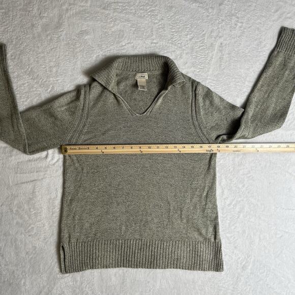 L.L. Bean Womens Linen Polo Sweater Size M Green Preppy Casual Beachy Breathable - Picture 5 of 7
